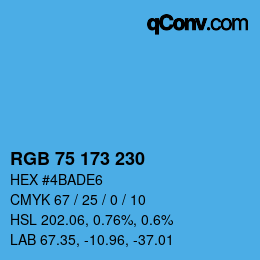 カラーコード: RGB 75 173 230 | qconv.com