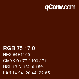 Farbcode: RGB 75 17 0 | qconv.com