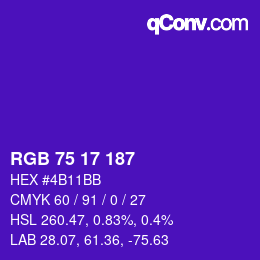 颜色代码: RGB 75 17 187 | qconv.com