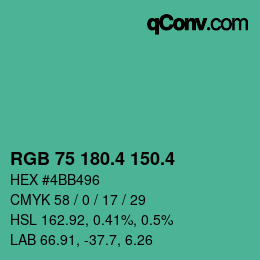 カラーコード: RGB 75 180.4 150.4 | qconv.com