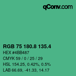 カラーコード: RGB 75 180.8 135.4 | qconv.com