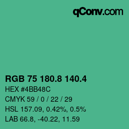 カラーコード: RGB 75 180.8 140.4 | qconv.com