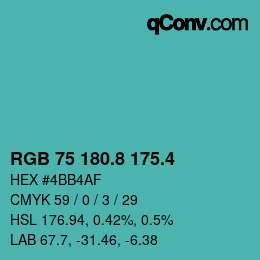 カラーコード: RGB 75 180.8 175.4 | qconv.com