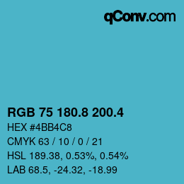 カラーコード: RGB 75 180.8 200.4 | qconv.com