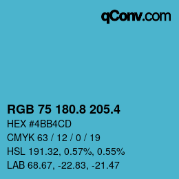 カラーコード: RGB 75 180.8 205.4 | qconv.com