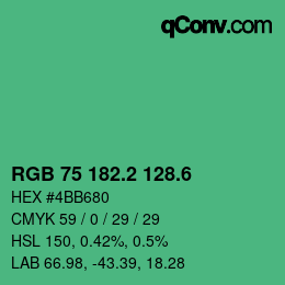 カラーコード: RGB 75 182.2 128.6 | qconv.com
