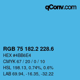 カラーコード: RGB 75 182.2 228.6 | qconv.com