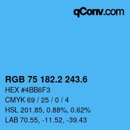 カラーコード: RGB 75 182.2 243.6 | qconv.com