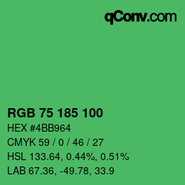 Color code: RGB 75 185 100 | qconv.com