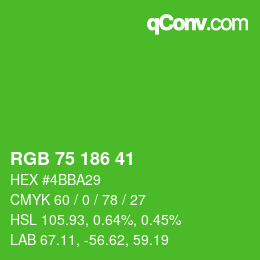 カラーコード: RGB 75 186 41 | qconv.com
