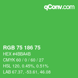 颜色代码: RGB 75 186 75 | qconv.com