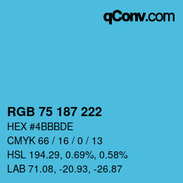 Color code: RGB 75 187 222 | qconv.com