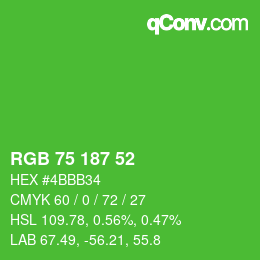 カラーコード: RGB 75 187 52 | qconv.com