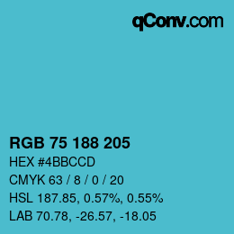 カラーコード: RGB 75 188 205 | qconv.com
