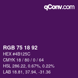 Color code: RGB 75 18 92 | qconv.com