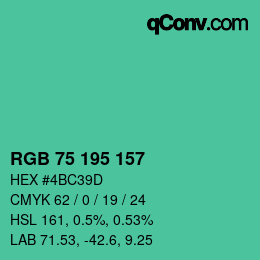Color code: RGB 75 195 157 | qconv.com