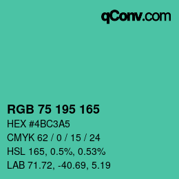 Color code: RGB 75 195 165 | qconv.com