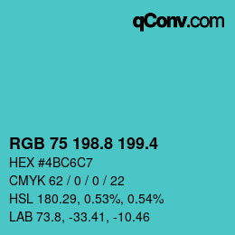 カラーコード: RGB 75 198.8 199.4 | qconv.com