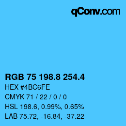 カラーコード: RGB 75 198.8 254.4 | qconv.com