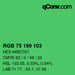 カラーコード: RGB 75 199 103 | qconv.com
