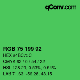 Color code: RGB 75 199 92 | qconv.com