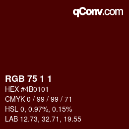 カラーコード: RGB 75 1 1 | qconv.com