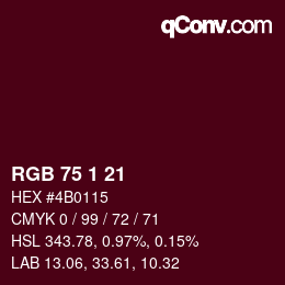 Color code: RGB 75 1 21 | qconv.com