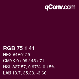 カラーコード: RGB 75 1 41 | qconv.com