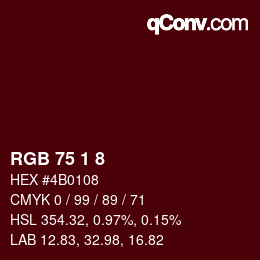 Color code: RGB 75 1 8 | qconv.com