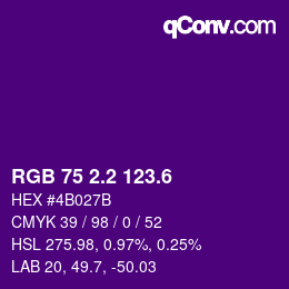 カラーコード: RGB 75 2.2 123.6 | qconv.com