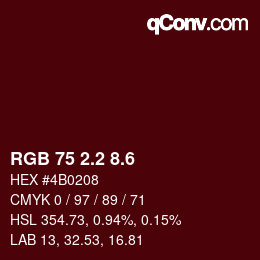 カラーコード: RGB 75 2.2 8.6 | qconv.com