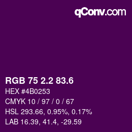 カラーコード: RGB 75 2.2 83.6 | qconv.com