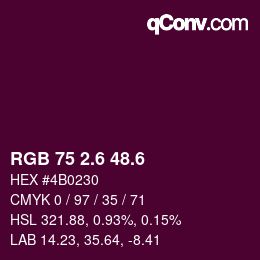 カラーコード: RGB 75 2.6 48.6 | qconv.com