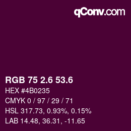 カラーコード: RGB 75 2.6 53.6 | qconv.com