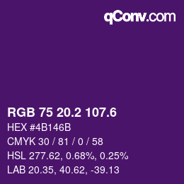 カラーコード: RGB 75 20.2 107.6 | qconv.com