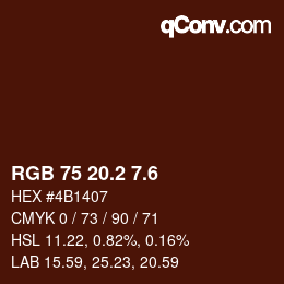 カラーコード: RGB 75 20.2 7.6 | qconv.com