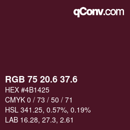 カラーコード: RGB 75 20.6 37.6 | qconv.com
