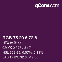 カラーコード: RGB 75 20.6 72.6 | qconv.com