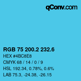 カラーコード: RGB 75 200.2 232.6 | qconv.com