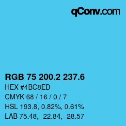 カラーコード: RGB 75 200.2 237.6 | qconv.com
