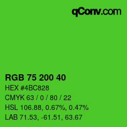 Farbcode: RGB 75 200 40 | qconv.com