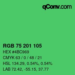 Color code: RGB 75 201 105 | qconv.com