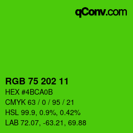 カラーコード: RGB 75 202 11 | qconv.com