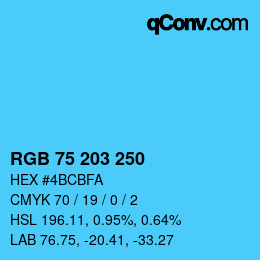 Color code: RGB 75 203 250 | qconv.com