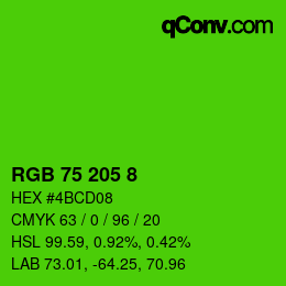 カラーコード: RGB 75 205 8 | qconv.com
