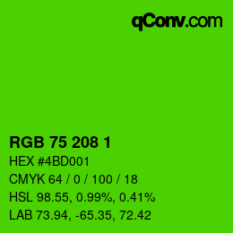 カラーコード: RGB 75 208 1 | qconv.com