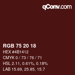 カラーコード: RGB 75 20 18 | qconv.com