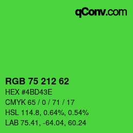 カラーコード: RGB 75 212 62 | qconv.com