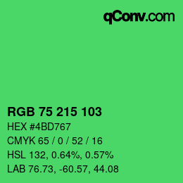 カラーコード: RGB 75 215 103 | qconv.com