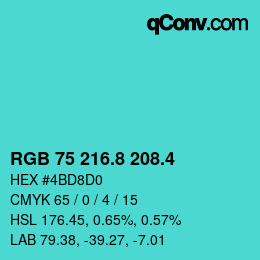 カラーコード: RGB 75 216.8 208.4 | qconv.com